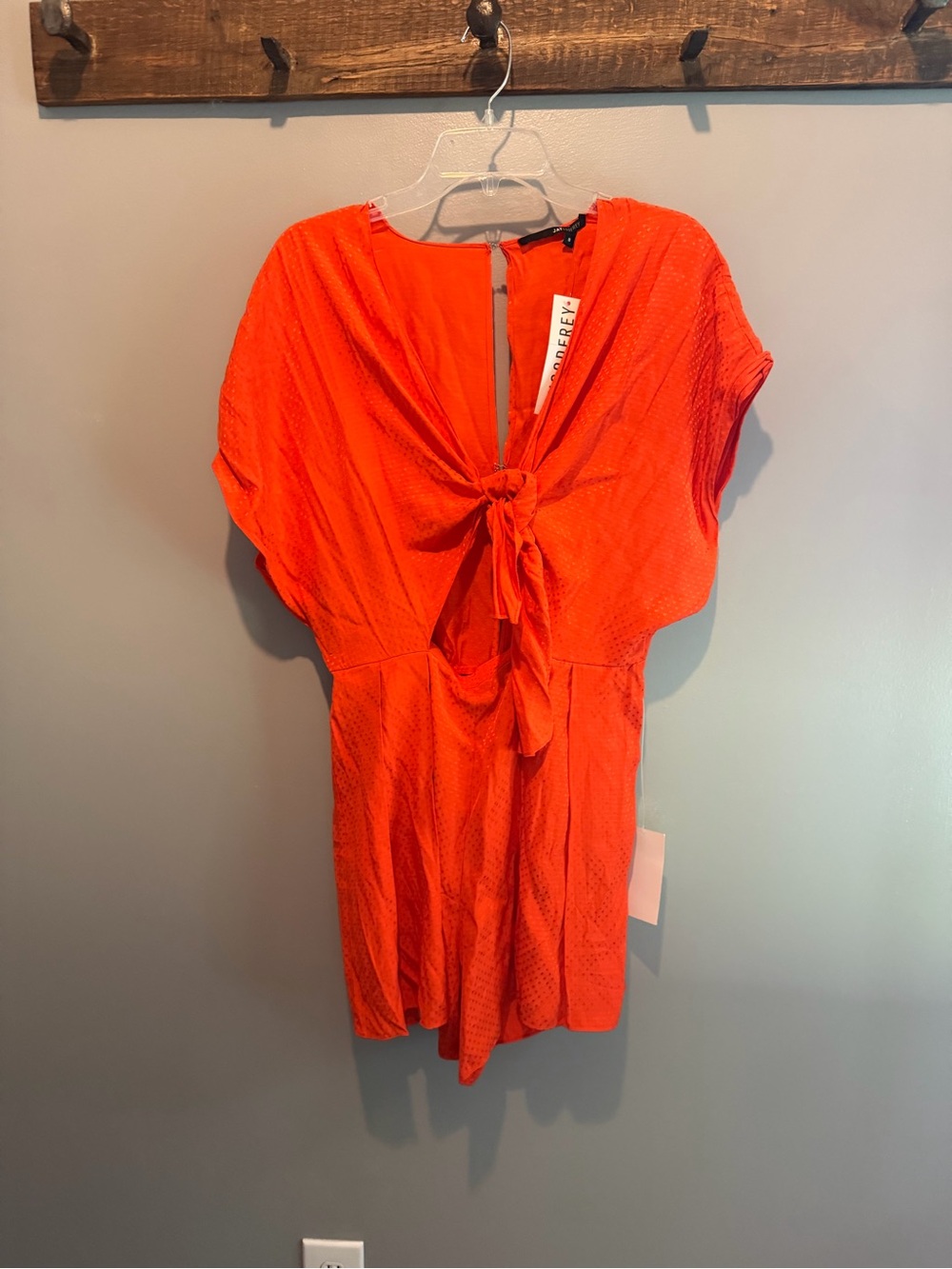 JAYGODFREY Orange Knot-Front Short Sleeve Romper